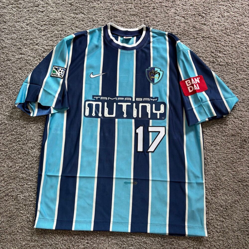 Vintage Nike Tampa Bay Mutiny Jersey #17 Custom Size Large MLS USA Made (READ!)